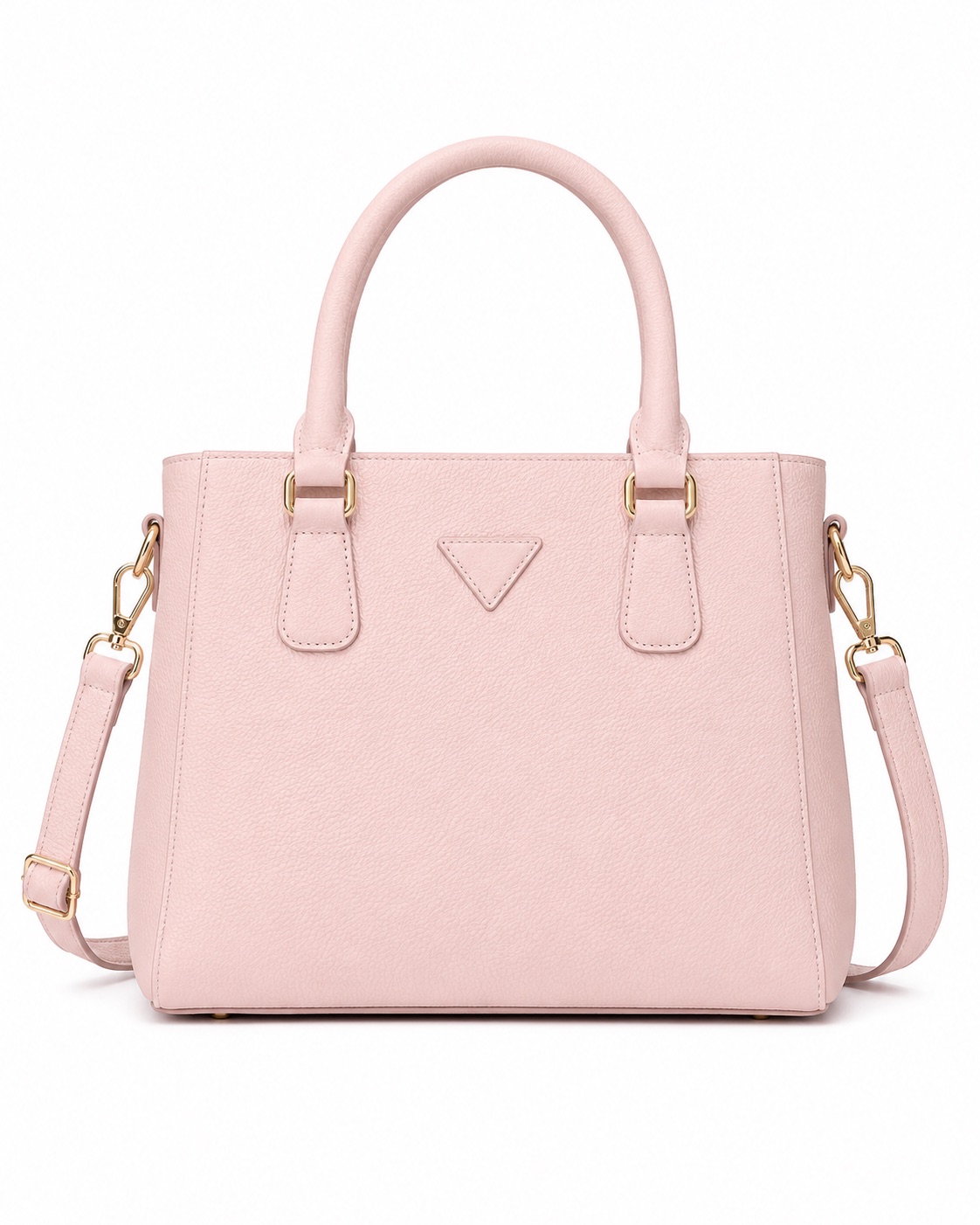 Pink handbag on a clean white background after background removal